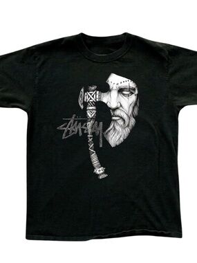 Gildan Black Graphic Axe & Bearded Face Tee - Men's